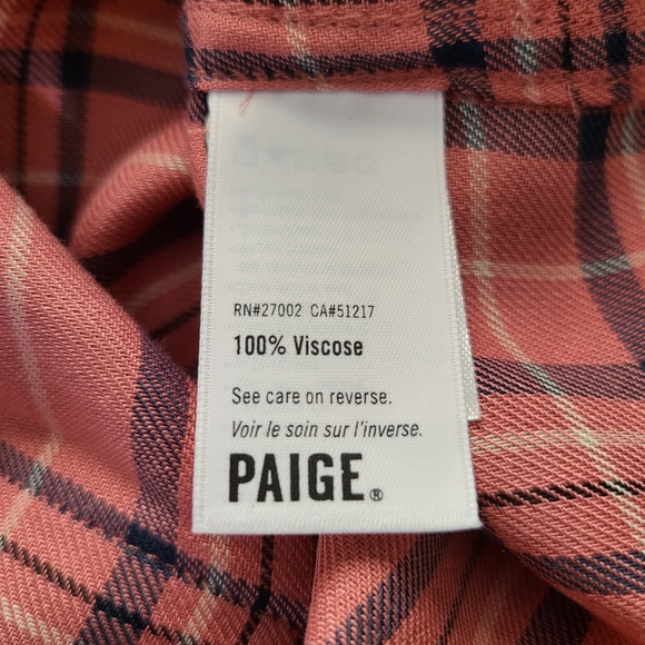 NEW- PAIGE MYA Shirt Fox glove Plaid in Old Rose - Picture 7 of 7